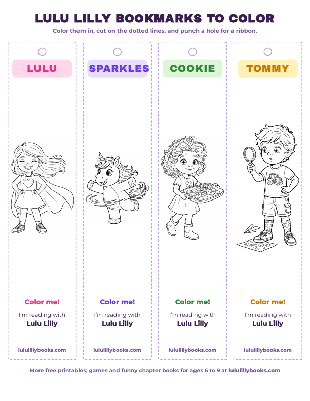 Lulu Lilly bookmarks to color preview
