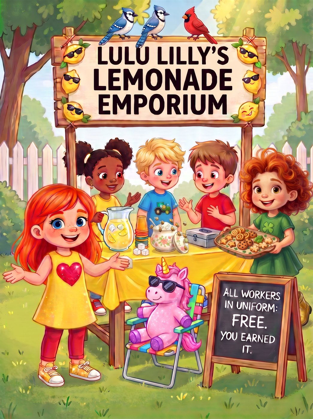 Lulu Lilly running her big lemonade emporium