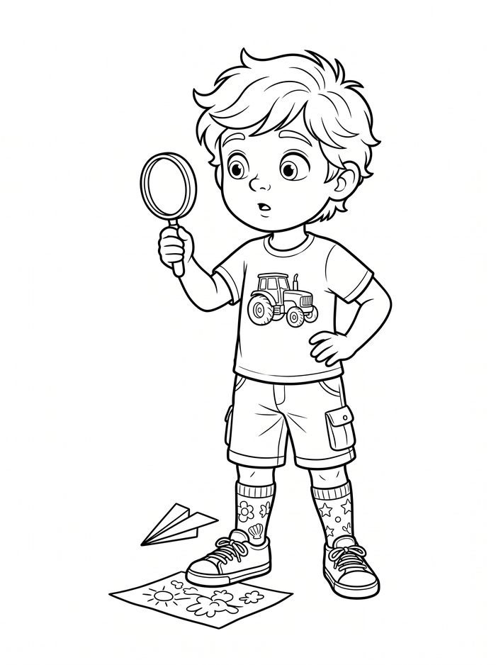 Tommy the Detective โ free printable coloring page