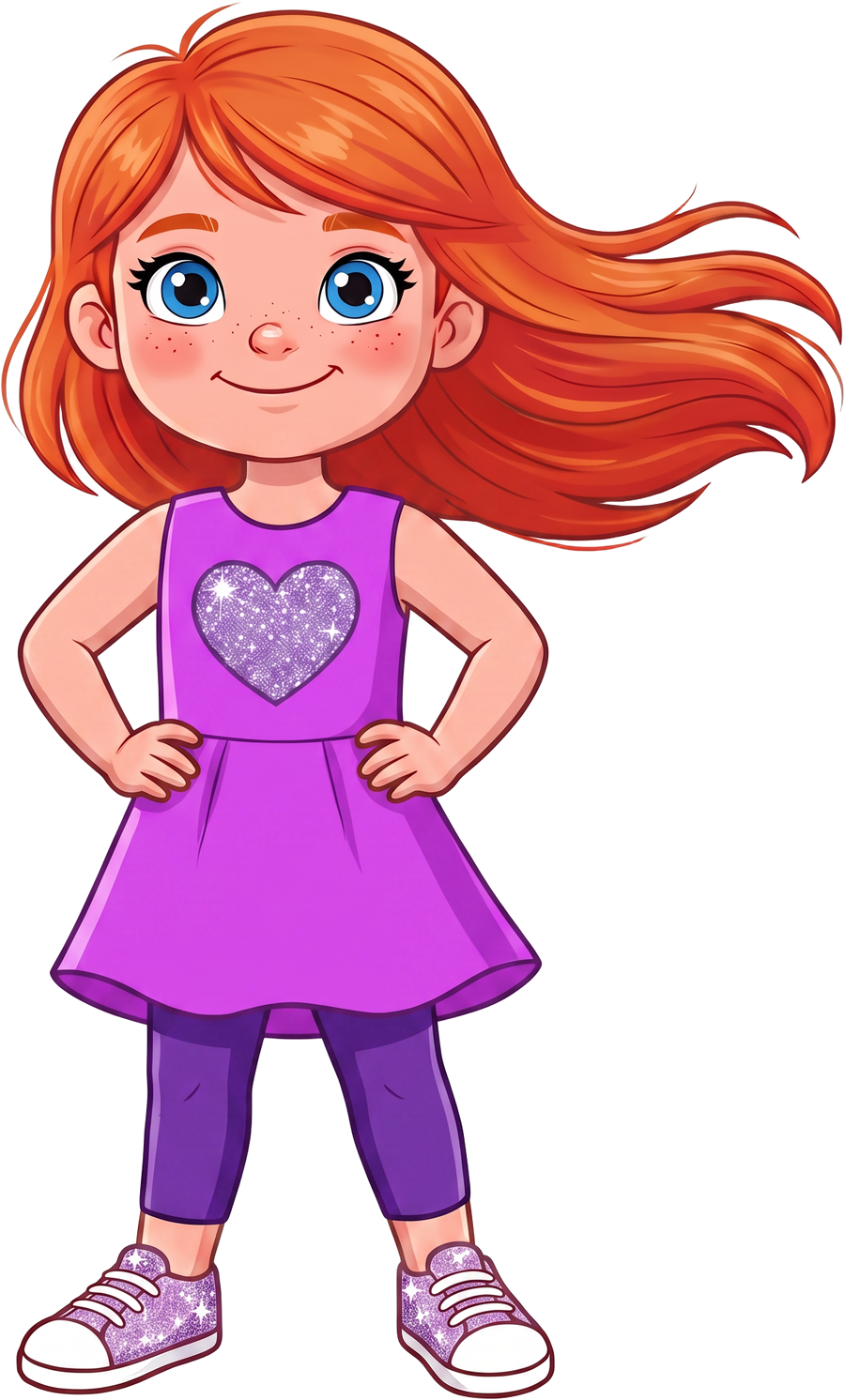 Lulu Lilly in her purple heart dress