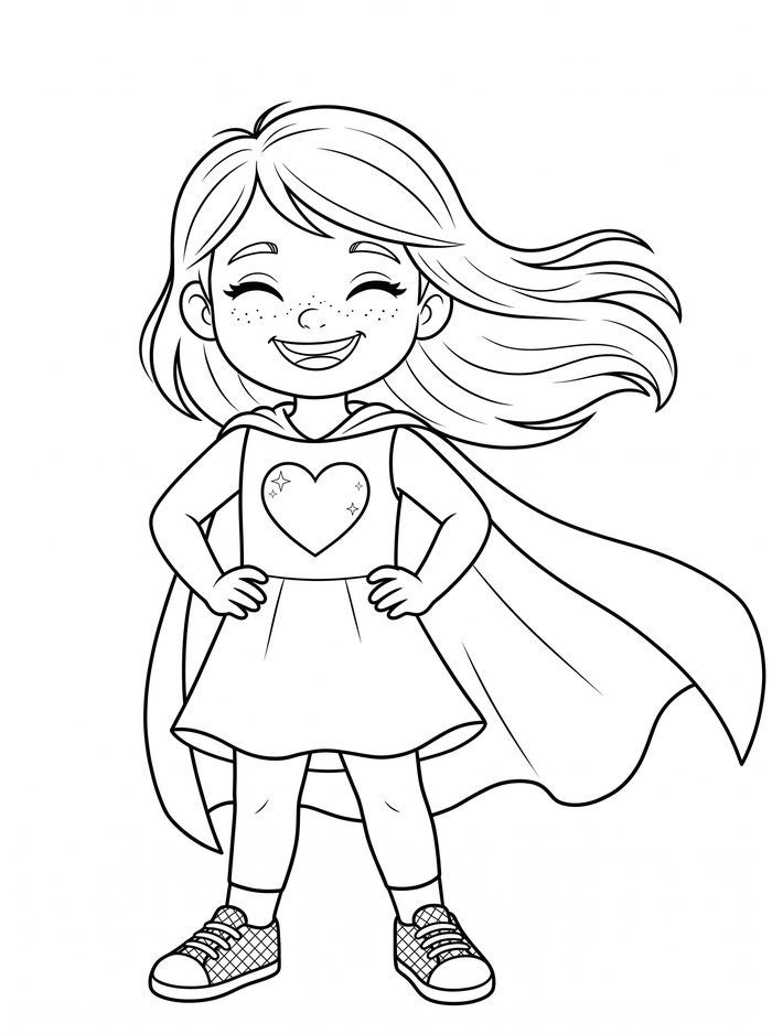 Lulu the Superhero โ free printable coloring page